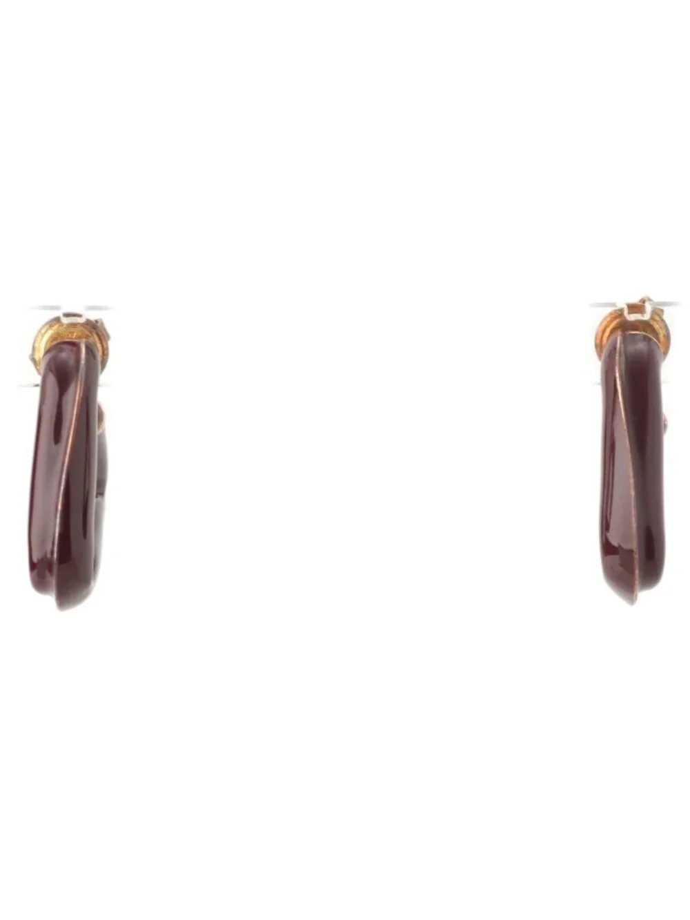 Bottega Veneta Twist Triangle Hoop Earrings 925 Sterling Silver Burgundy